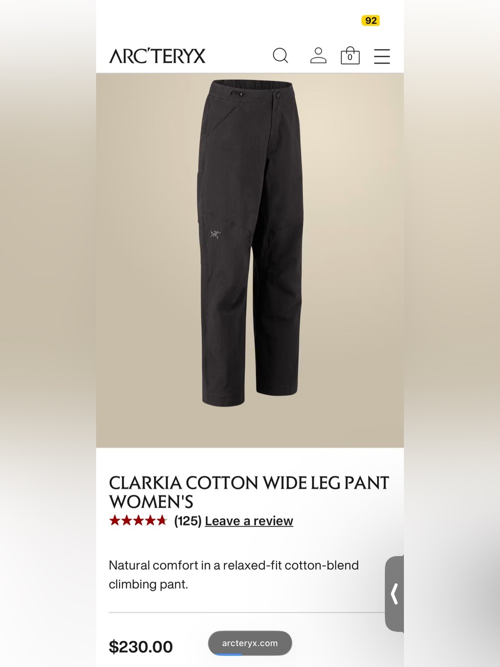 Women’s Arc’teryx Wide Leg Clarkia Pant